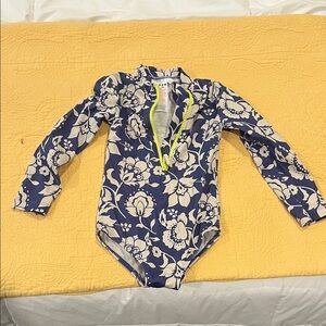 Boden Blue and Cream Kids Swim One Piece